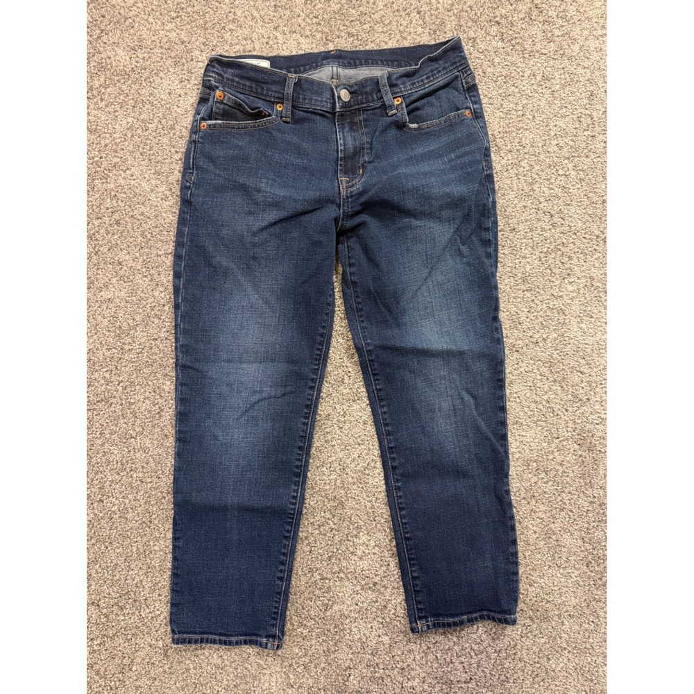 Gap Jeans Women 4R Blue Girlfriend Mid Rise Dark Wash Stretch Denim